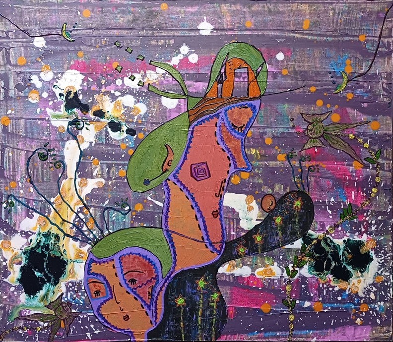 진주린-새벽아침으로 가는 찬가 / 53.0x45.5cm / mixed media on canvas / 2024 / 유세청 