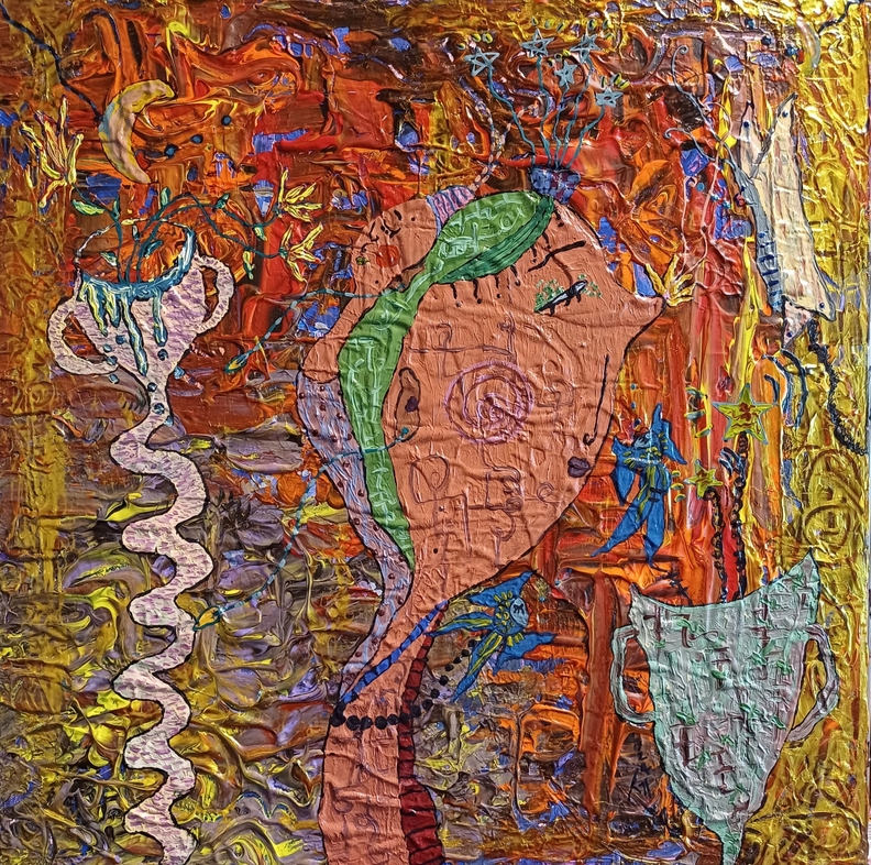 진주린-꿈.. 기억, 소망의 끈 / 45.5x53.0cm / mixed media on canvas / 2024 / 유세청
