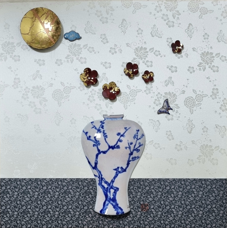 풍경_나들이 53×53 copper, enamel, 24k Gold, pure silver, swarovski crystal